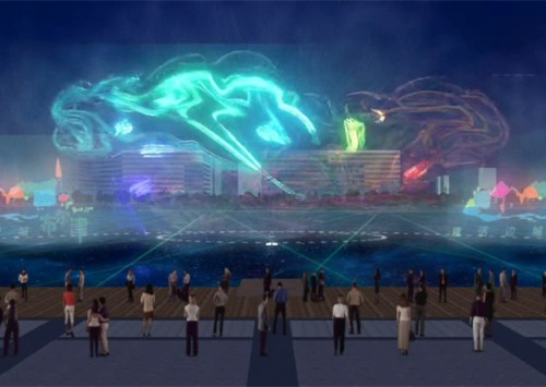 新疆阿勒泰布爾津七彩河水幕電影